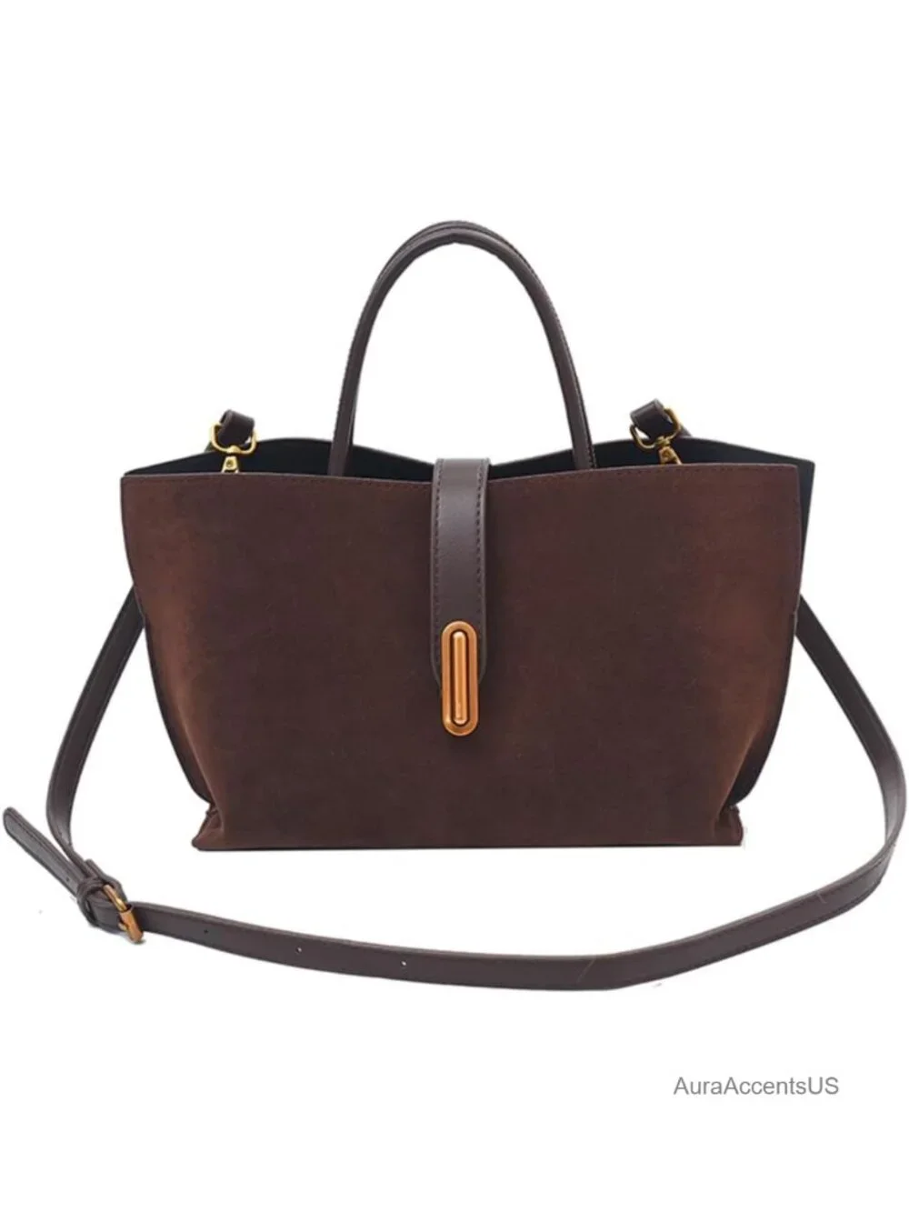 Faux Suede Tote Bag for Women - Work Top Handle Purse